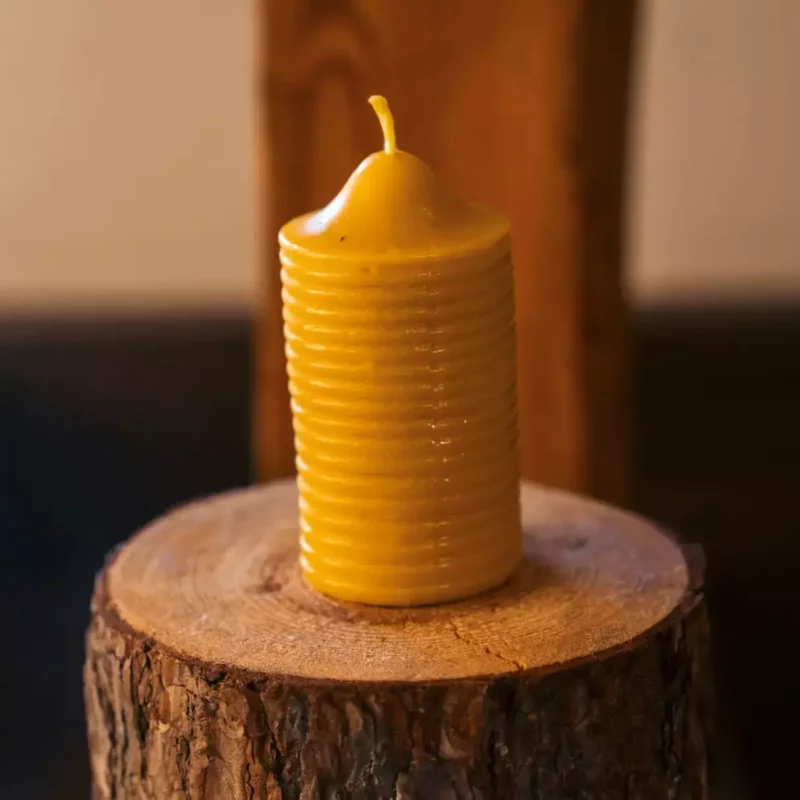 Świeca Pasiasty Walec Świeczka z Wosku Pszczelego