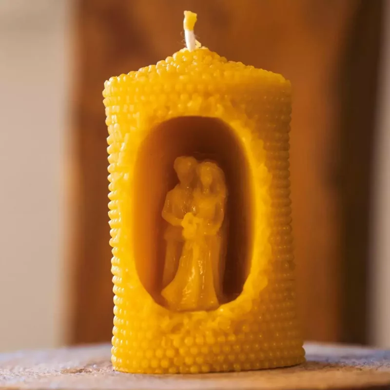 Świeca Walec z Parą Małżeńską Świeczka z Wosku Pszczelego