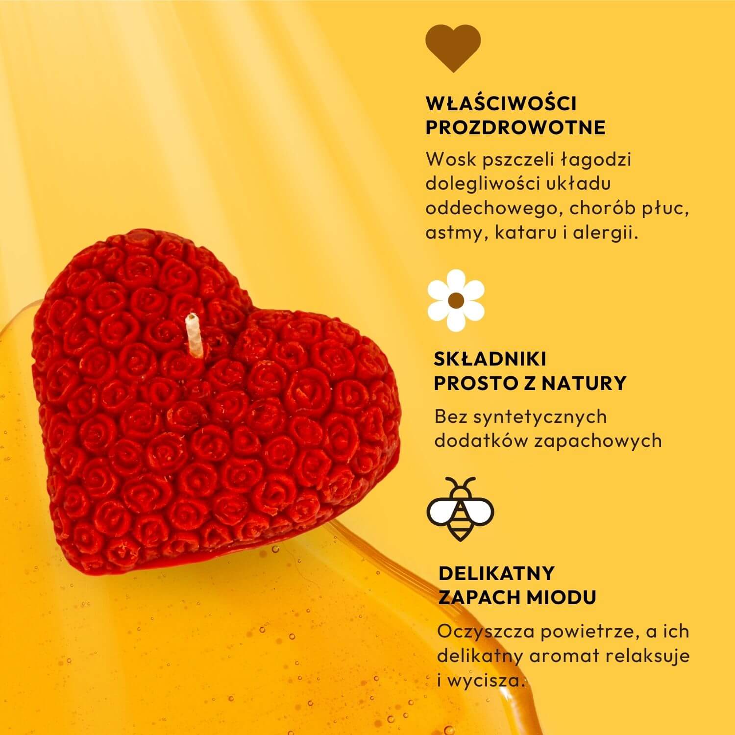 Barwiona Świeca Różane Serce Czerwone - obrazek 9