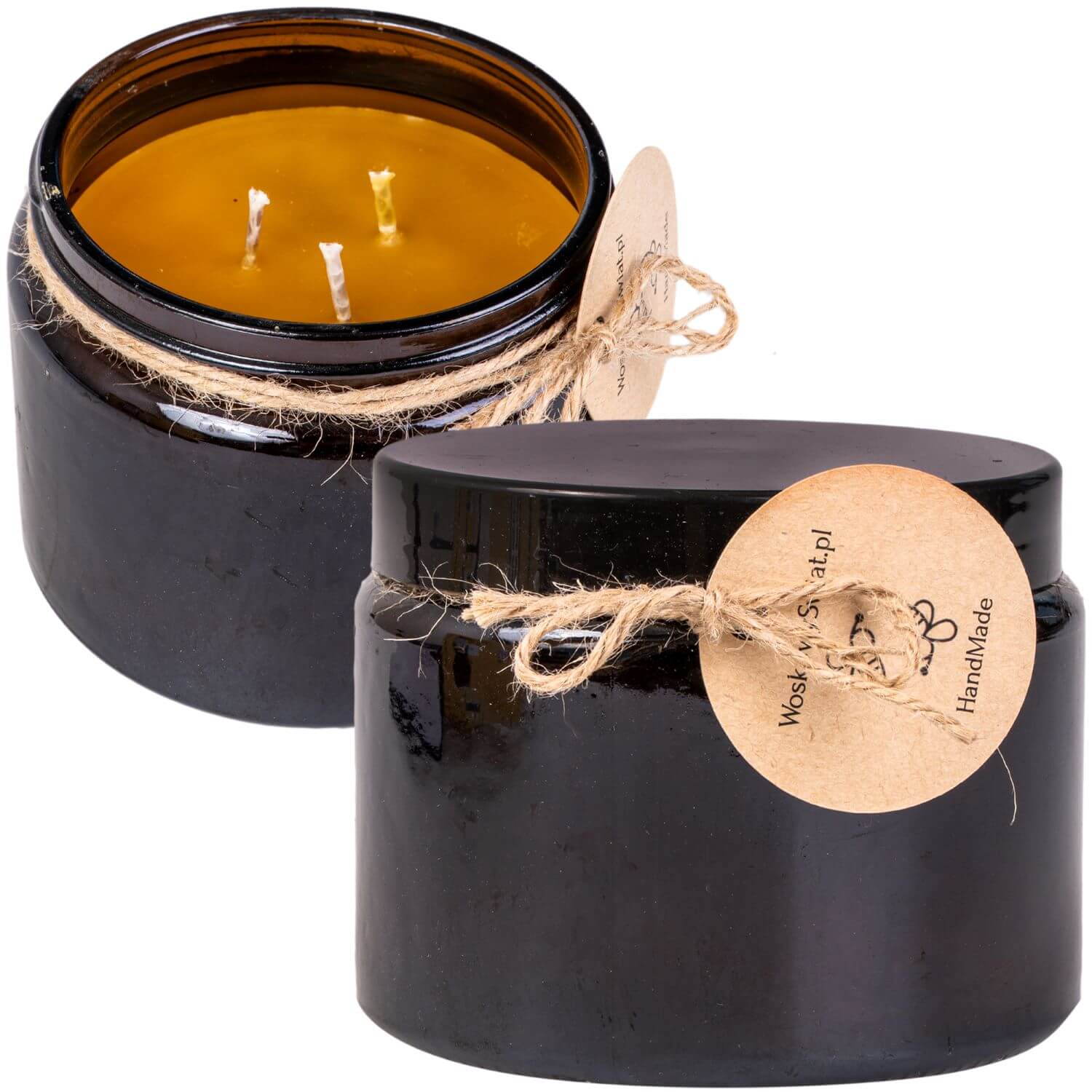 Świeca w Brązowym Słoiku 500 ml 3 Knoty - obrazek 6