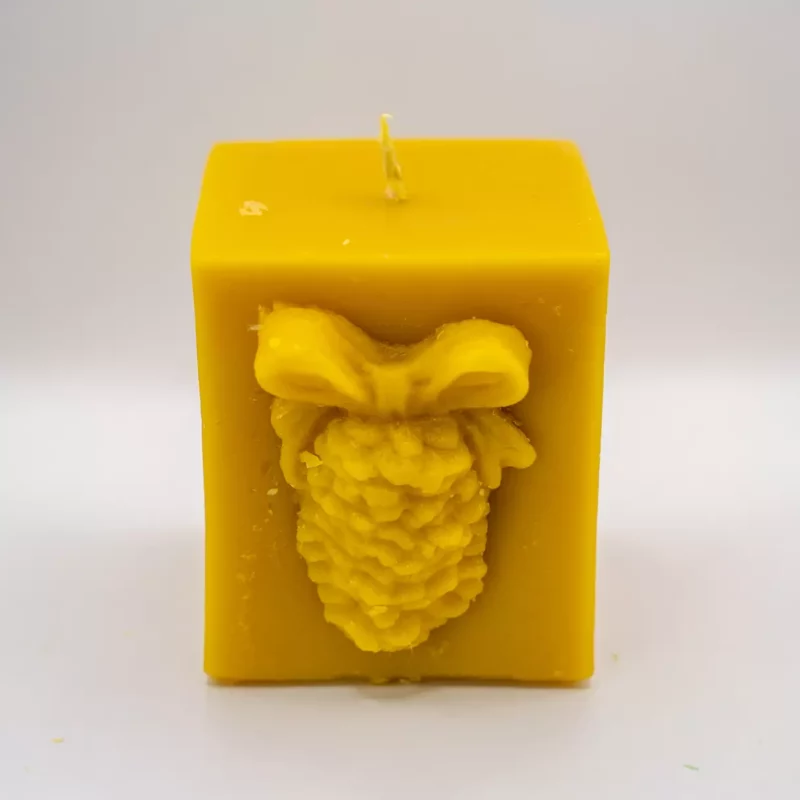 Świeca Sześcian z szyszką Świeczka z Wosku Pszczelego