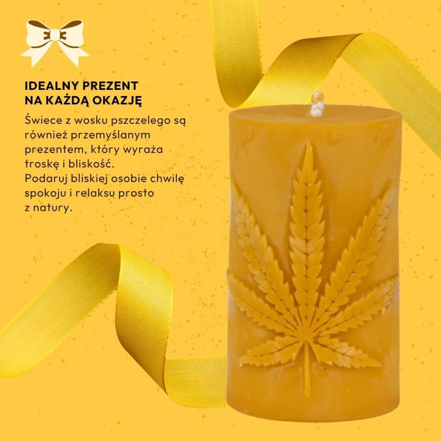 Świeca Walec z Liściem Konopi - obrazek 7