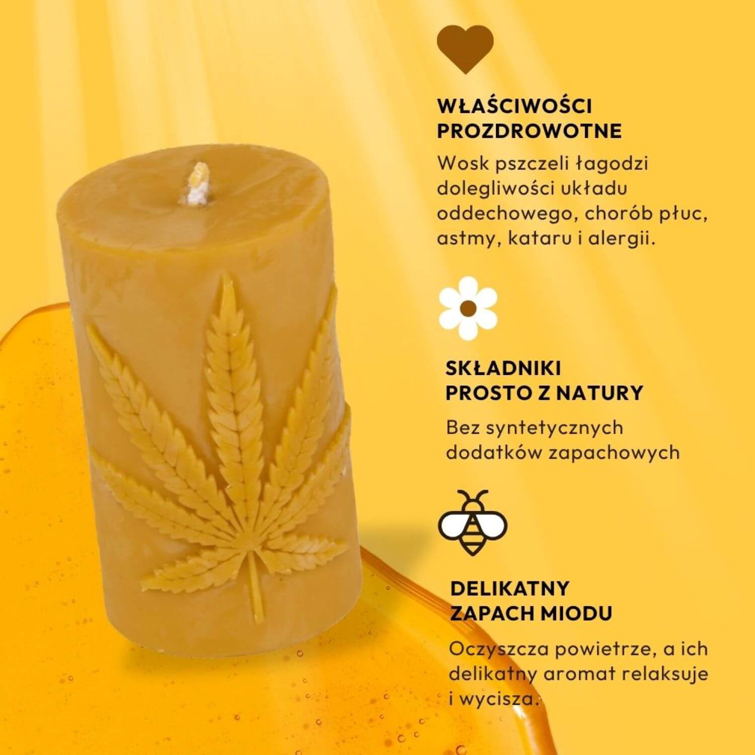 Świeca Walec z Liściem Konopi - obrazek 6