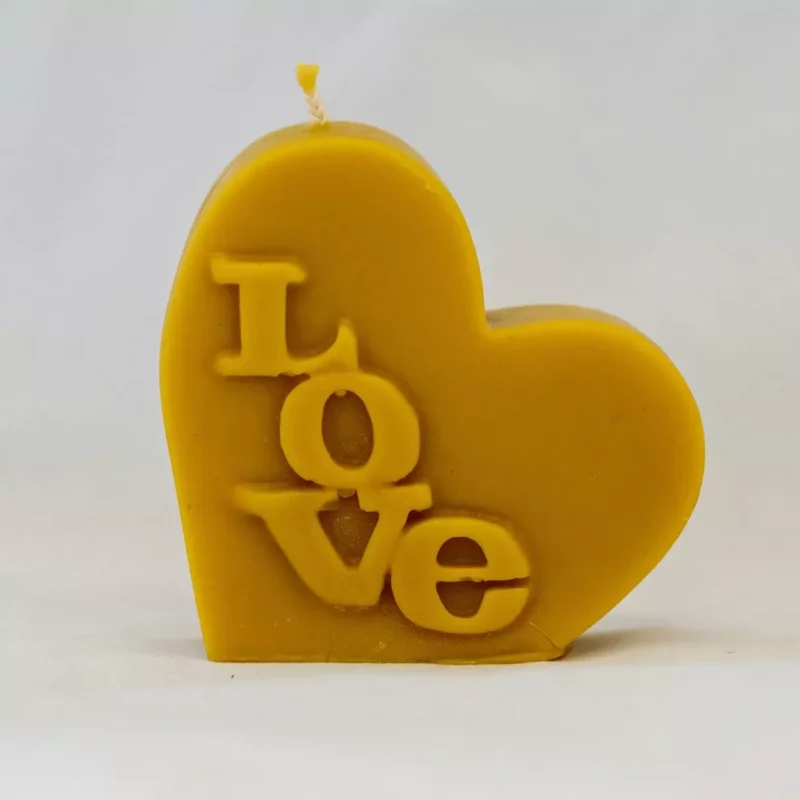 Świeca Serce z Napisem Love Świeczka z wosku pszczelego