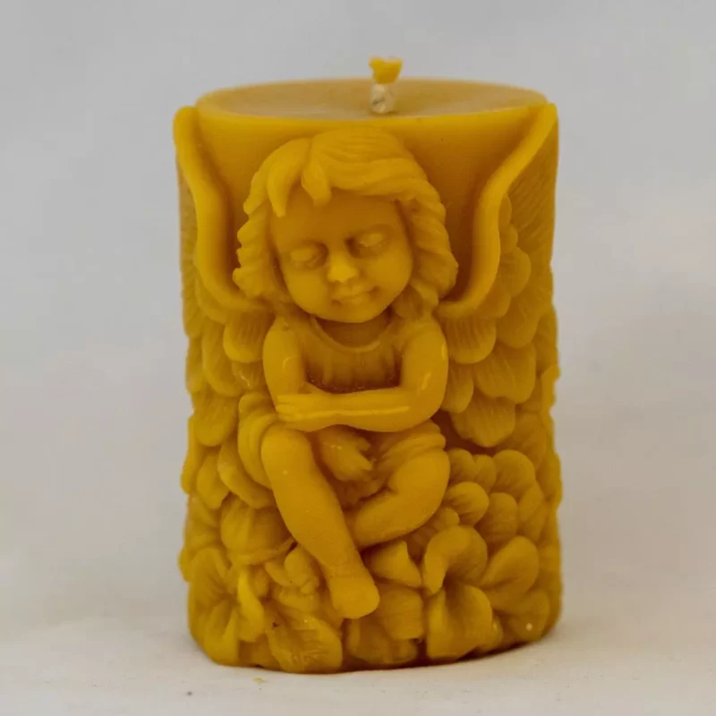 Świeca Walec z Aniołem Świeczka z wosku pszczelego