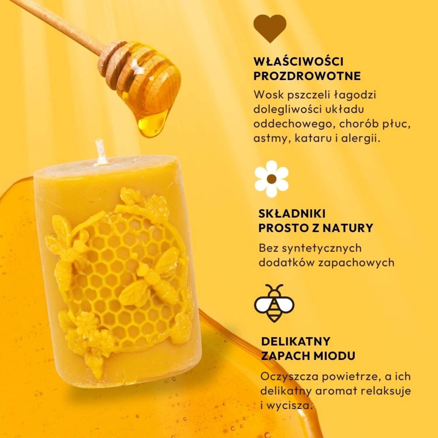 Świeca Walec z Motywem Pszczelim 3 - obrazek 4