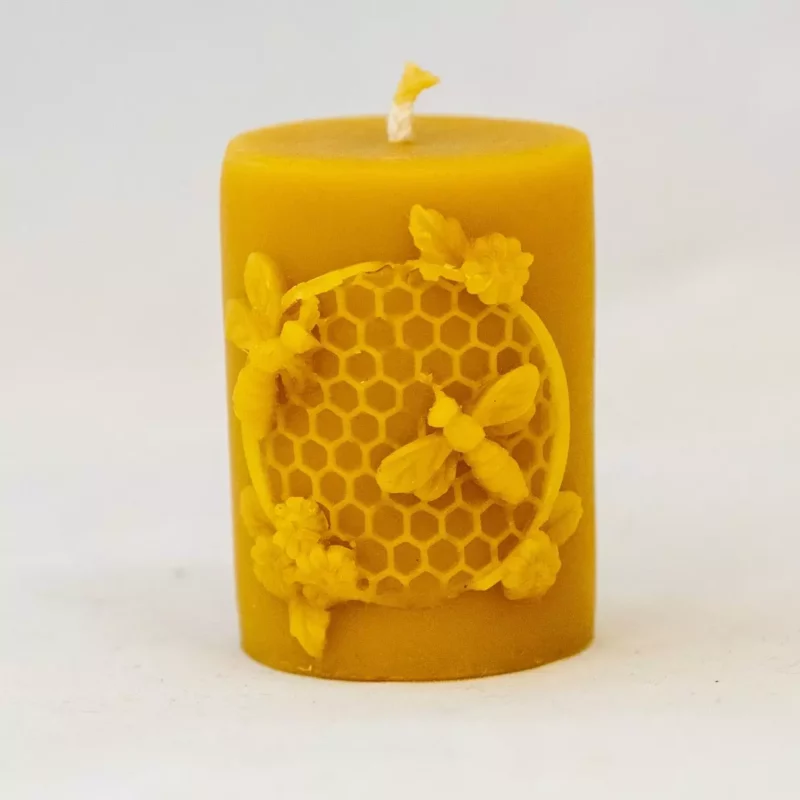 Świeca Walec z Motywem Pszczelim Świeczka z wosku pszczelego