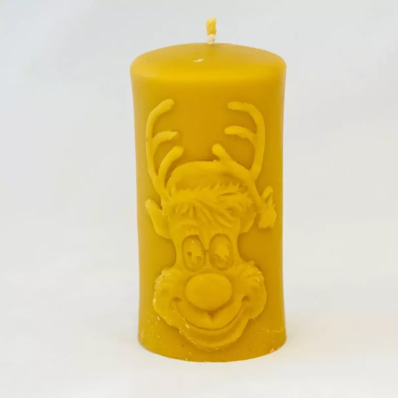 Świeca Walec z Reniferem Świeczka z wosku pszczelego